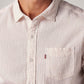 Men's Striped Slim Fit Textured Shirt - Detail View