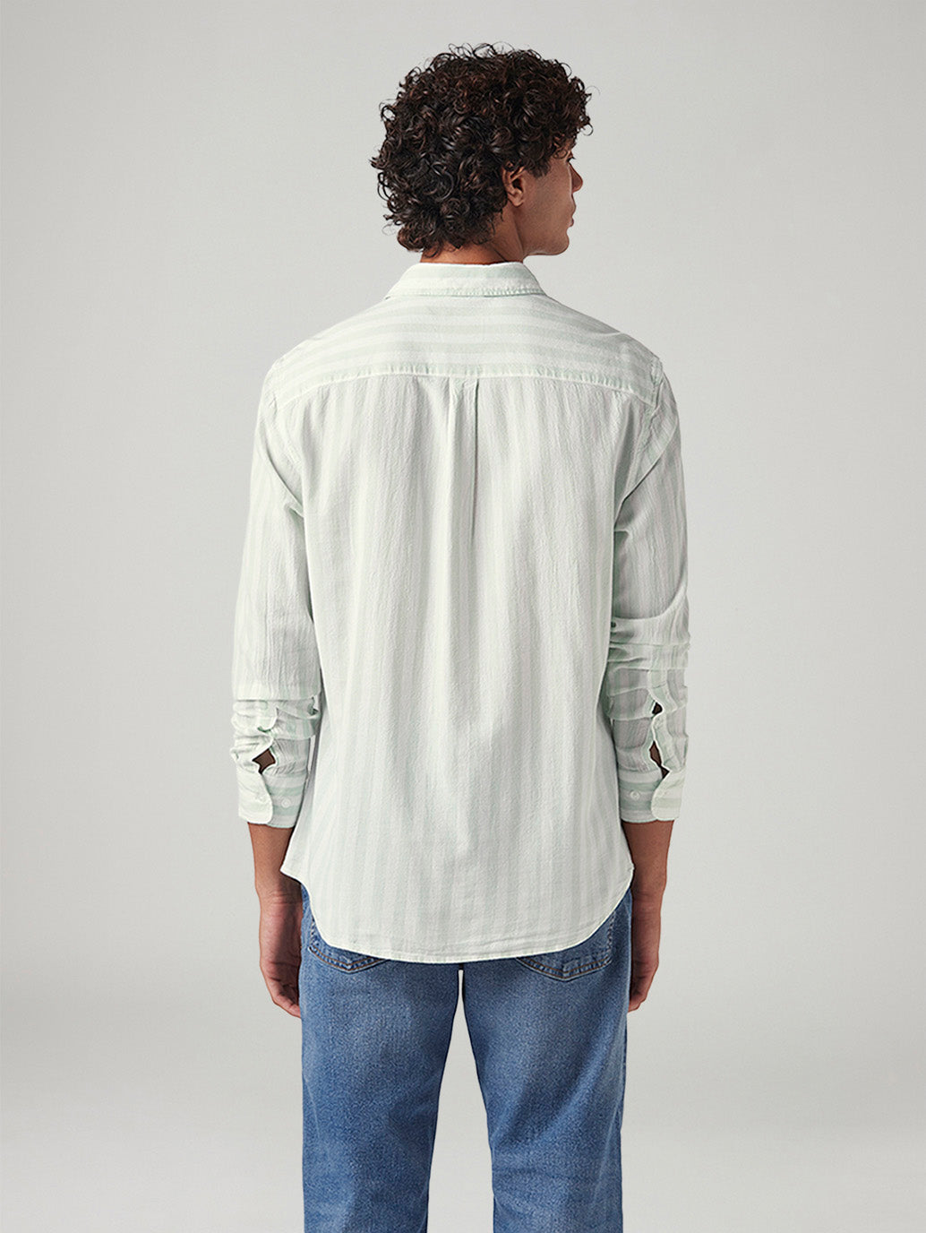 Men's Striped Slim Fit Shirt - Back View