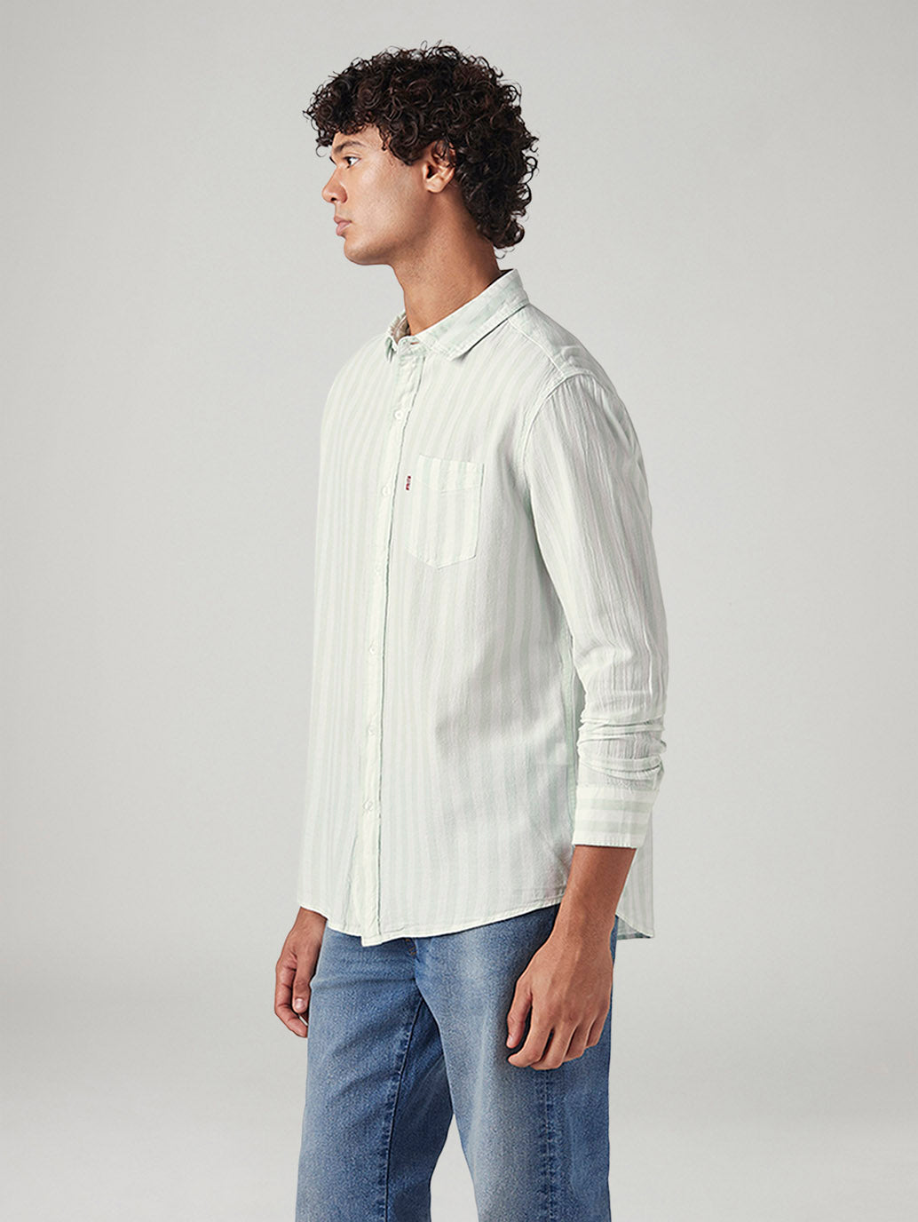 Men's Striped Slim Fit Shirt - Side View
