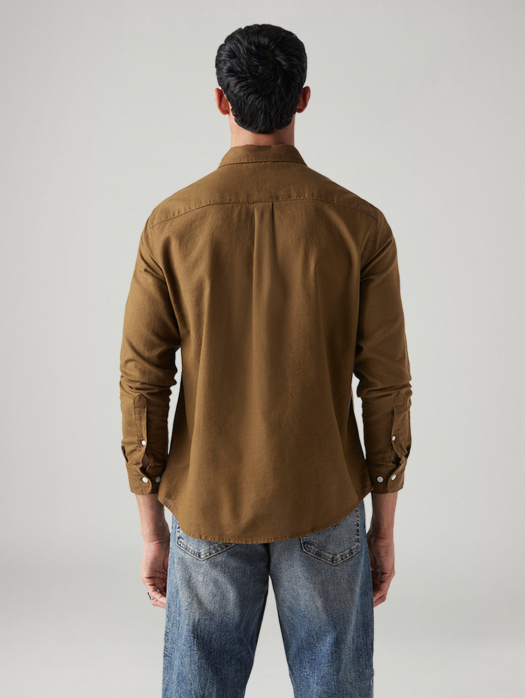 Men's Solid Slim Fit Shirt - Back View