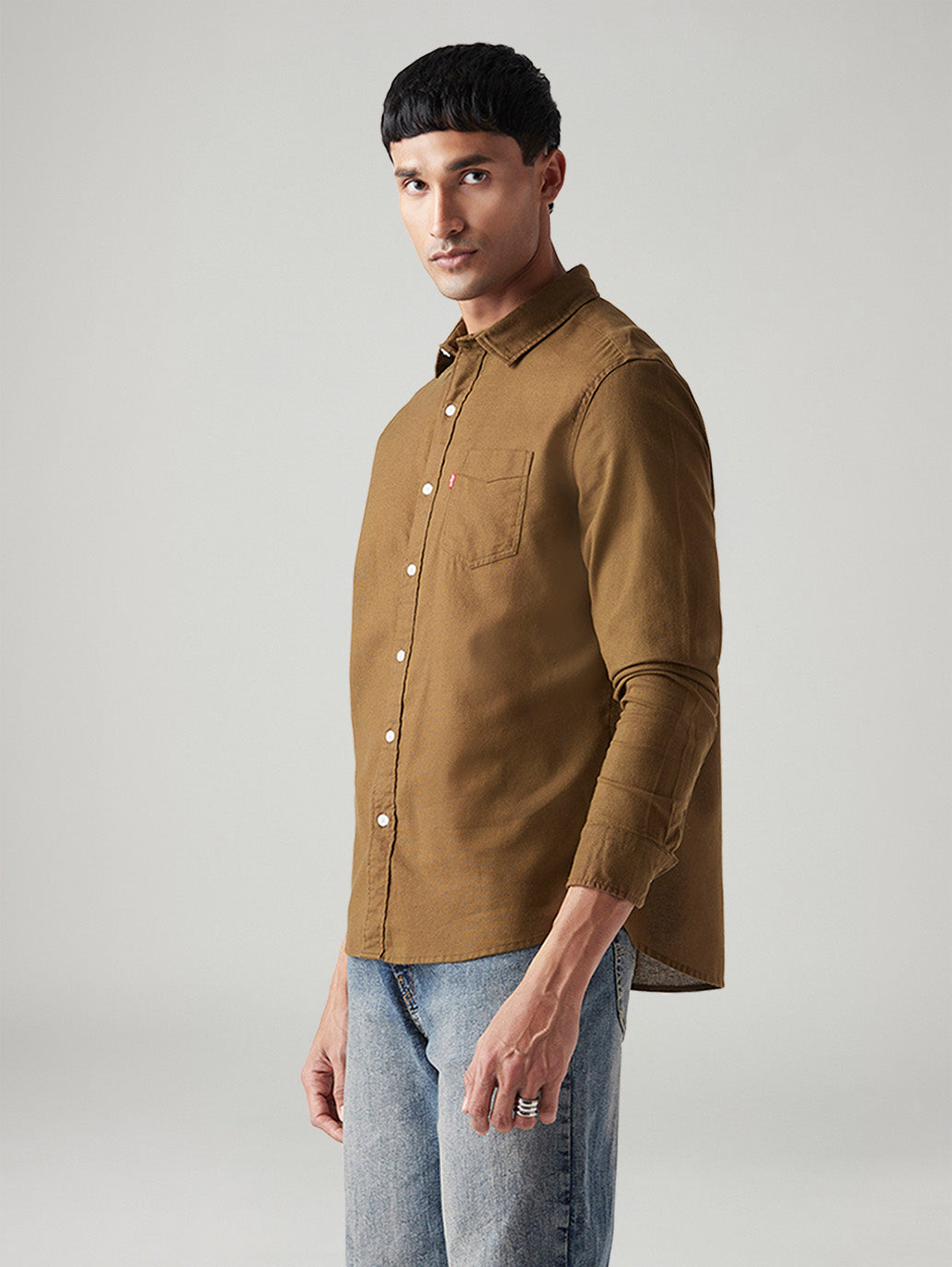 Men's Solid Slim Fit Shirt - Side View