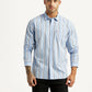 Men's Striped LightB lue Slim Fit Shirt - Front View