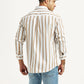 Men's Striped White Slim Fit Shirt - Back View