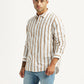Men's Striped White Slim Fit Shirt - Side View