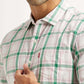 Men's Checkered White Slim Fit Shirt - Detail View