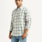 Men's Checkered White Slim Fit Shirt - Side View