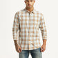 Men's Checkered White Slim Fit Shirt - Front View