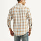 Men's Checkered White Slim Fit Shirt - Back View