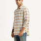 Men's Checkered White Slim Fit Shirt - Side View