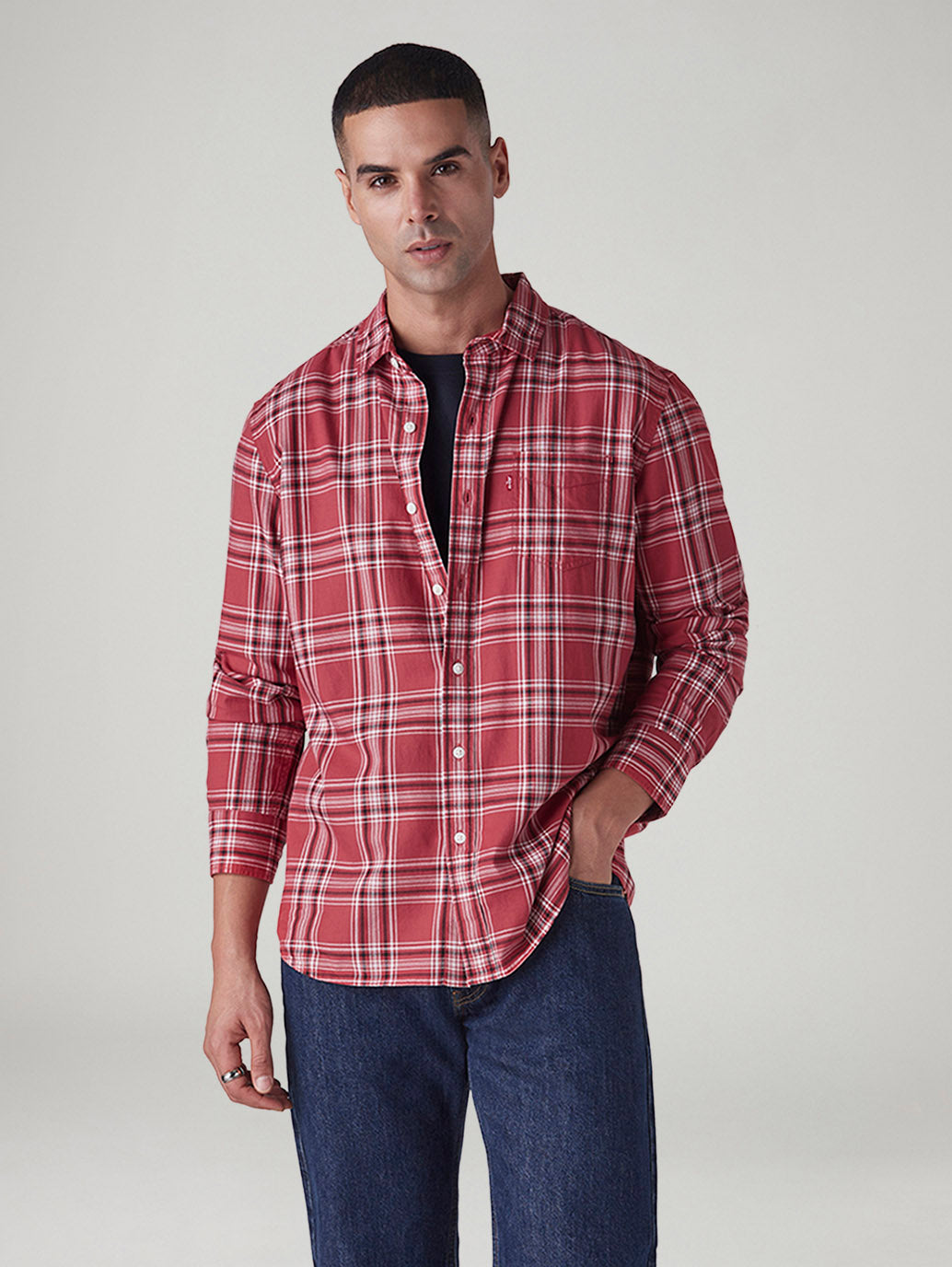 Men's Checkered Slim Fit Oxford Shirt