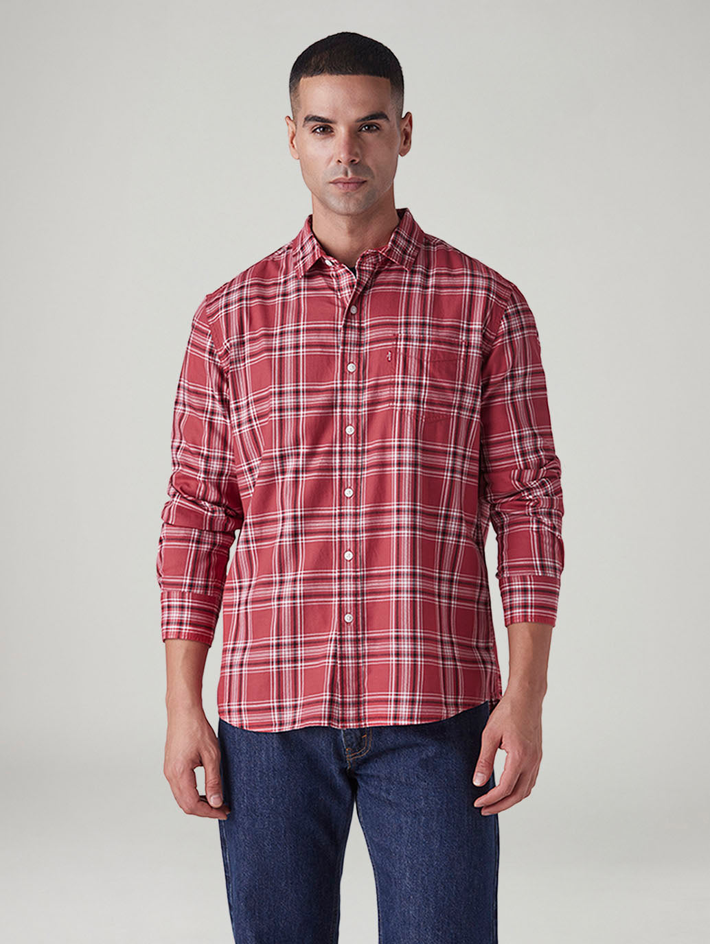 Men's Checkered Slim Fit Oxford Shirt