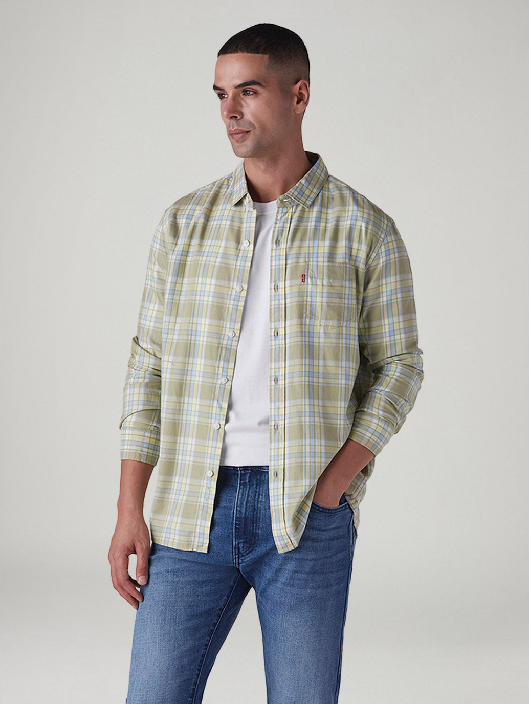 Men's Checkered Slim Fit Oxford Shirt - Styleshot View