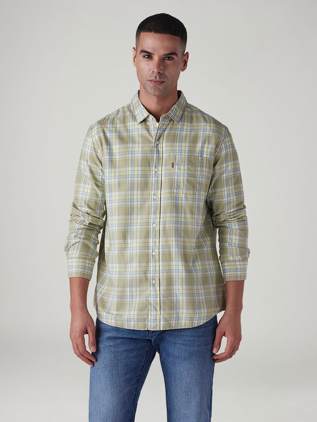Men's Checkered Slim Fit Oxford Shirt