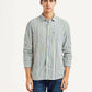 Men's Striped Grey Slim Fit Shirt - Front View
