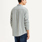 Men's Striped Grey Slim Fit Shirt - Back View