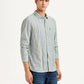 Men's Striped Grey Slim Fit Shirt - Side View