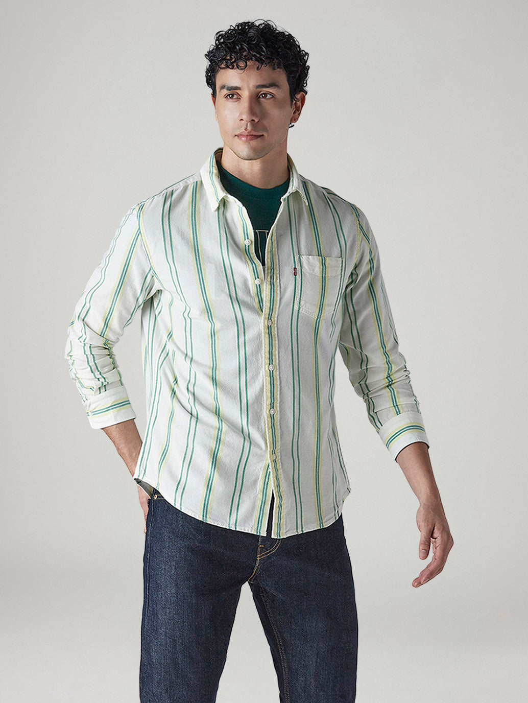 Men's Striped Slim Fit Poplin Shirt