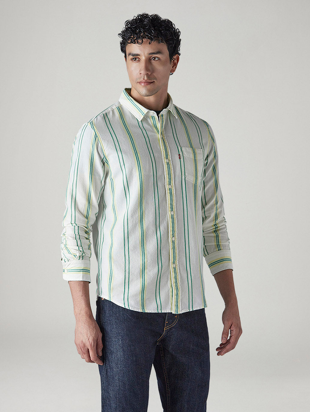 Men's Striped Slim Fit Poplin Shirt - 20 View