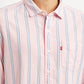 Men's Striped Pink Slim Fit Shirt - Detail View