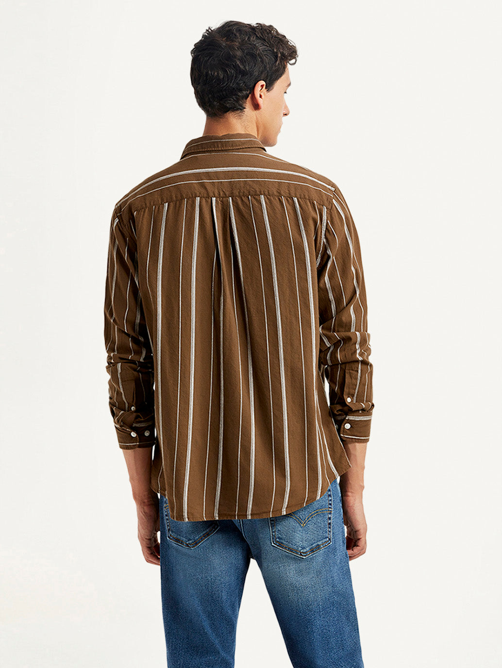 Men's Striped Slim Fit Shirt - Back View