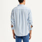 Men's Striped Light Blue Slim Fit Shirt - Back View