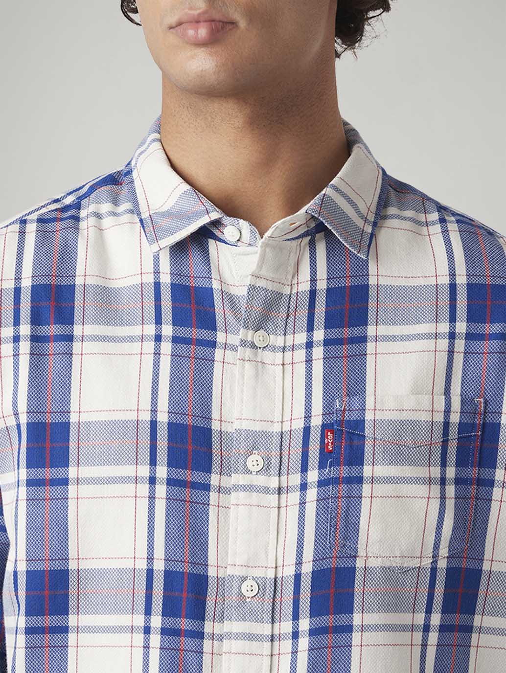 Men's Checkered Slim Fit Shirt - Detail View