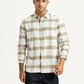 Men's Checkered White Slim Fit Shirt - Front View