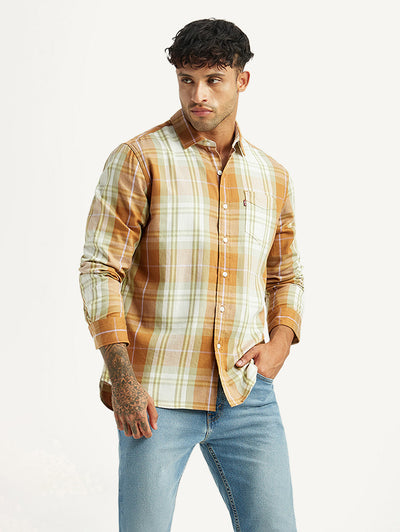 levi's Men's Checkered Yellow Slim Fit Shirt-picture-34