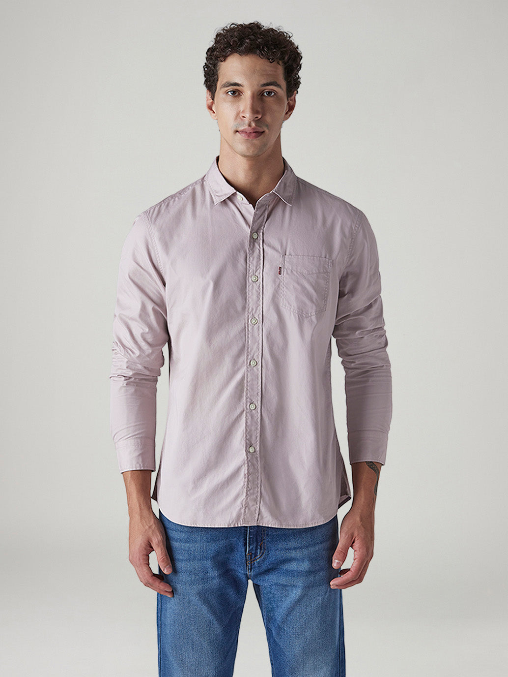 Men's Solid Slim Fit Poplin Shirt - Front View