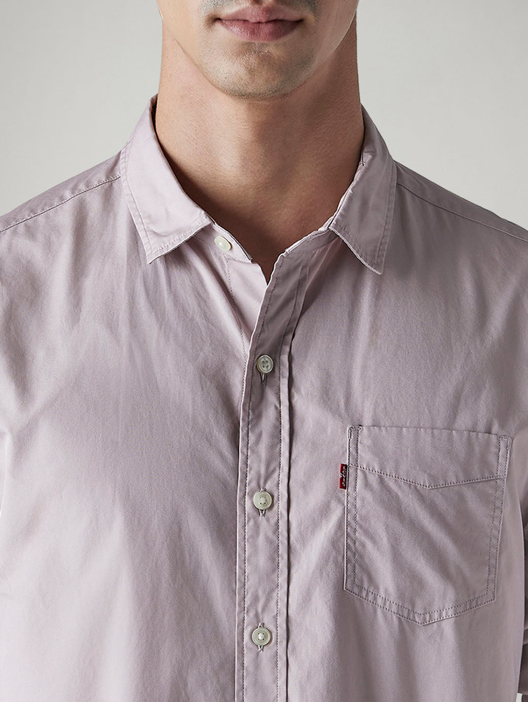 Men's Solid Slim Fit Poplin Shirt - Detail View