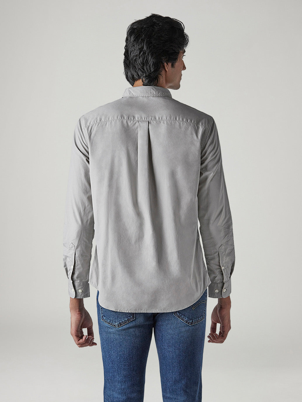 Men's Solid Slim Fit Poplin Shirt - Back View