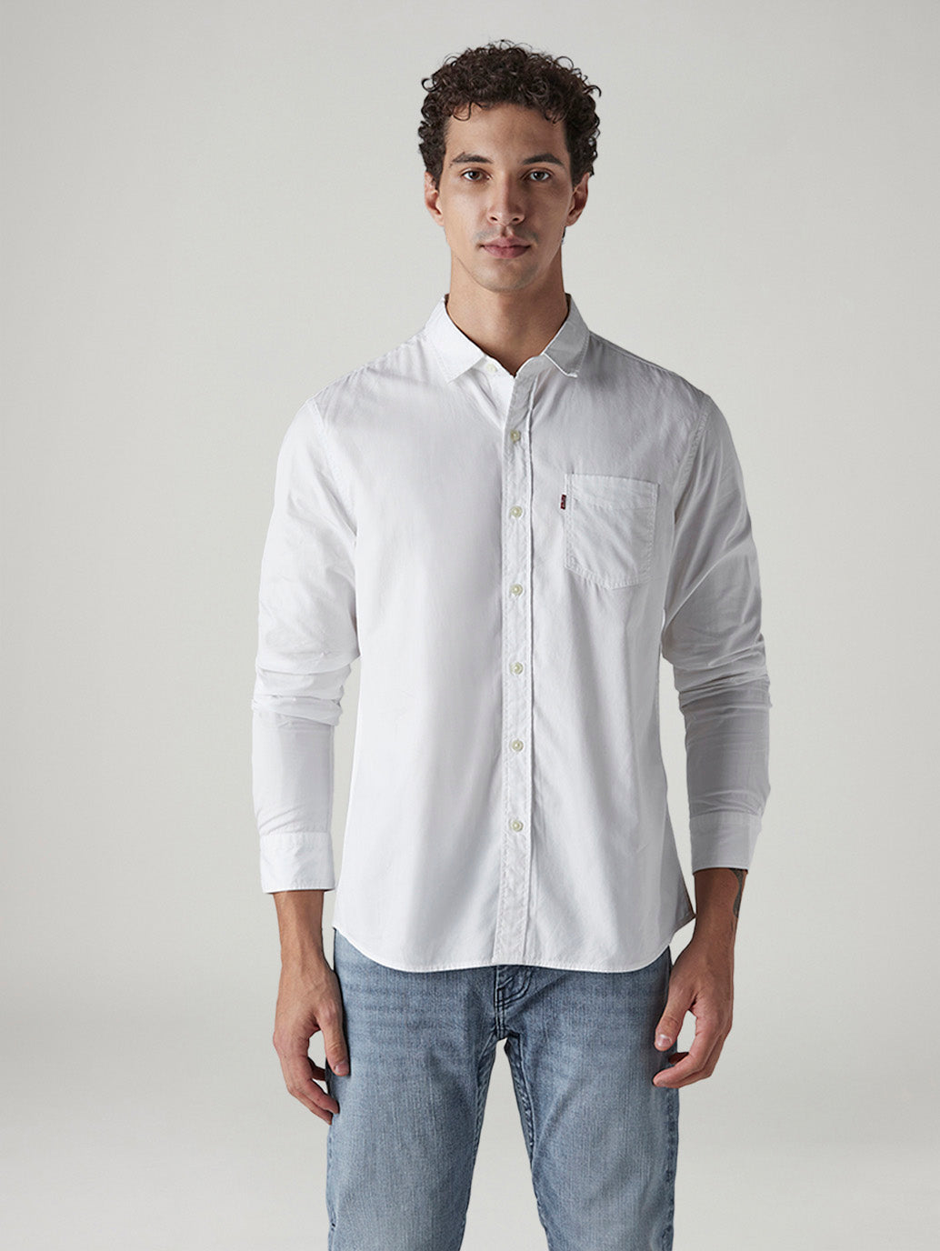 Men's Solid Slim Fit Poplin Shirt - Front View