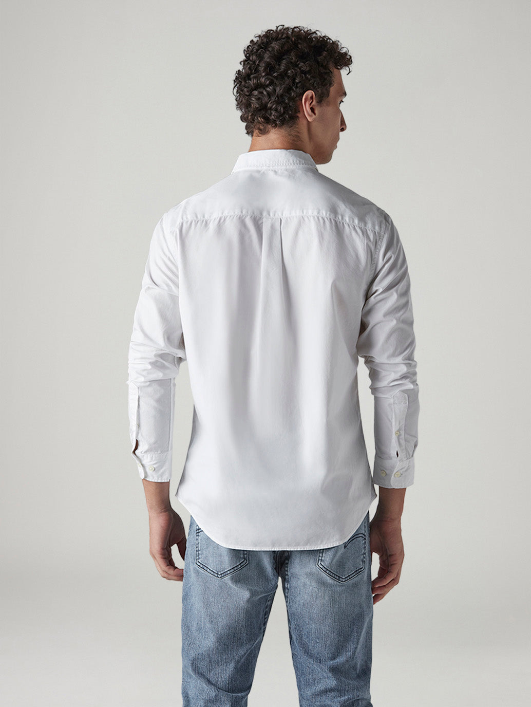 Men's Solid Slim Fit Poplin Shirt - Back View