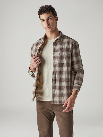 Men's Checkered Slim Fit Textured Shirt-image-3