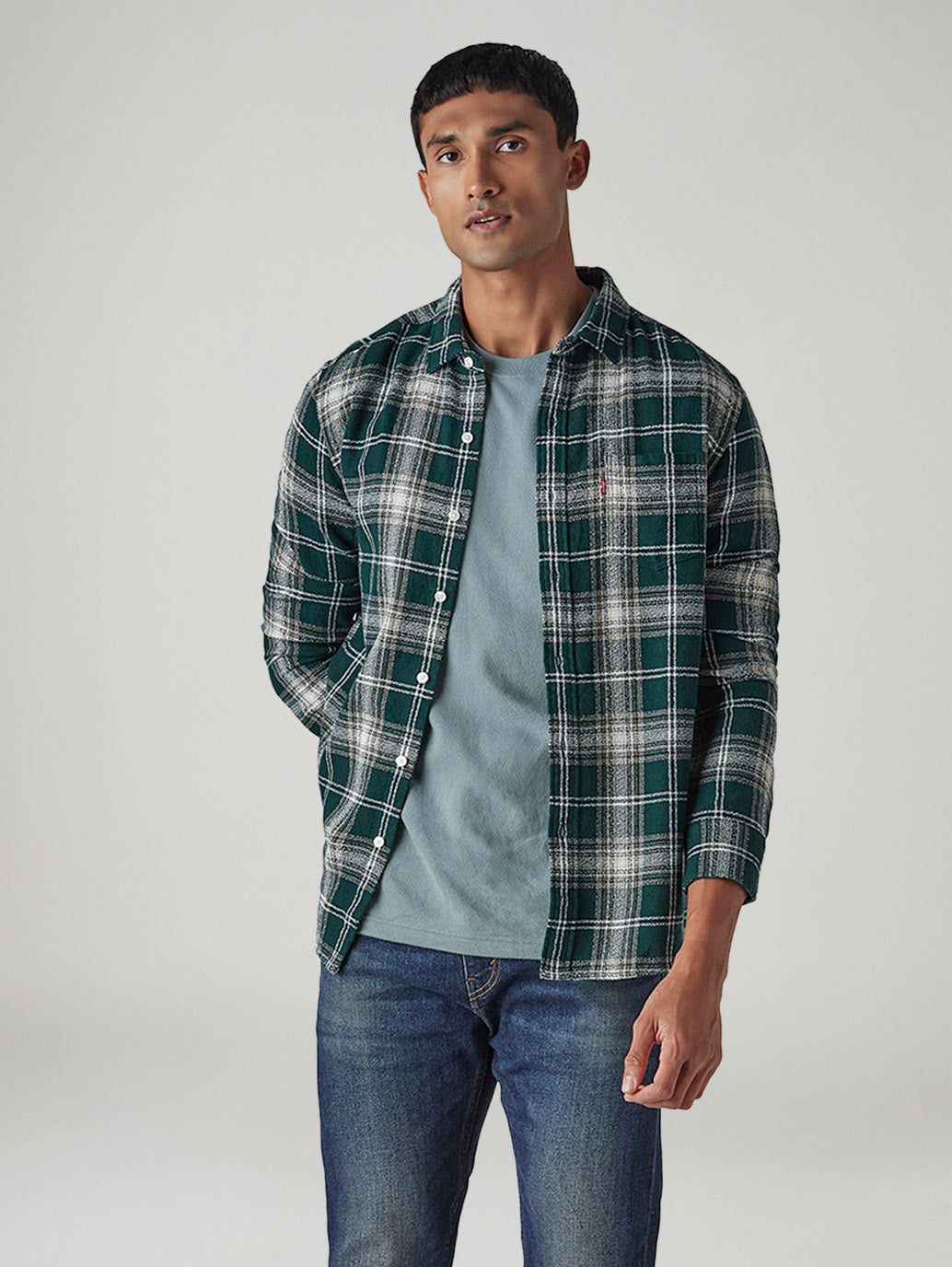 Men's Checkered Slim Fit Crepe Shirt