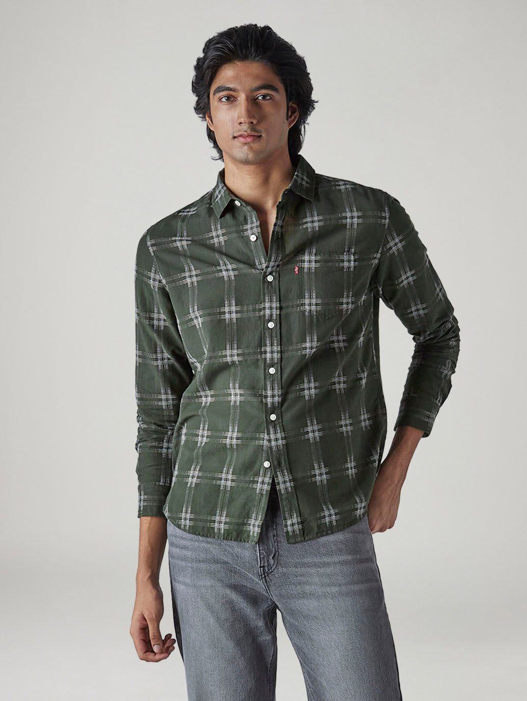 Men's Checkered Slim Fit Dobby Shirt