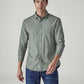 Men's Solid Slim Fit Chambray Shirt - Front View