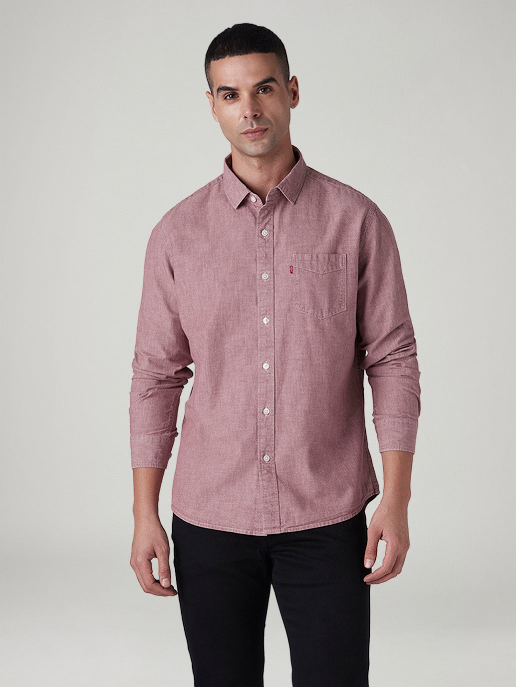 Men's Solid Slim Fit Overdyed Shirt - Front View