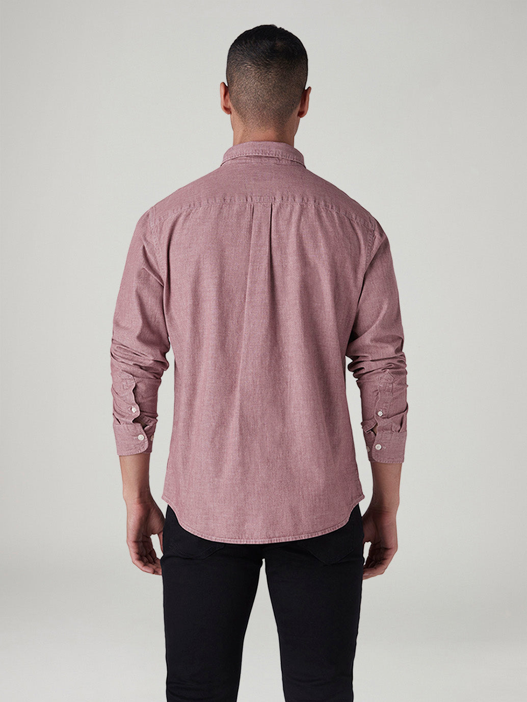 Men's Solid Slim Fit Overdyed Shirt - Back View