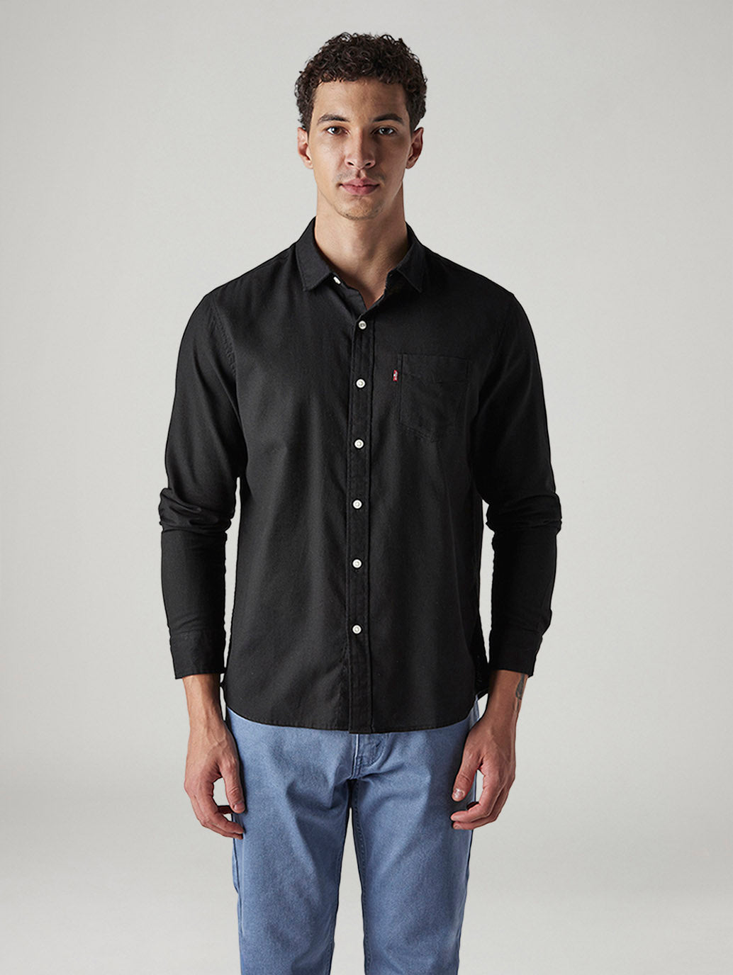 Men's Solid Slim Fit Oxford Shirt - Front View