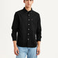 Men's Solid Black Slim Fit Shirt - Front View