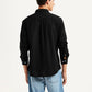 Men's Solid Black Slim Fit Shirt - Back View