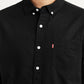 Men's Solid Black Slim Fit Shirt - Detail View