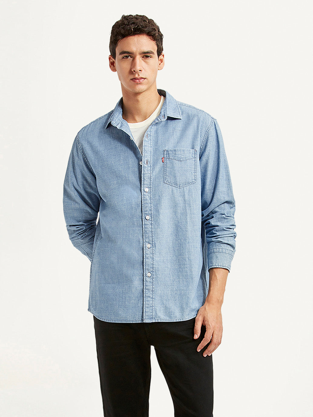 Men's Solid Light Blue Slim Fit Shirt
