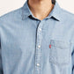 Men's Solid Light Blue Slim Fit Shirt - Detail View