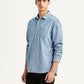 Men's Solid Light Blue Slim Fit Shirt - Side View