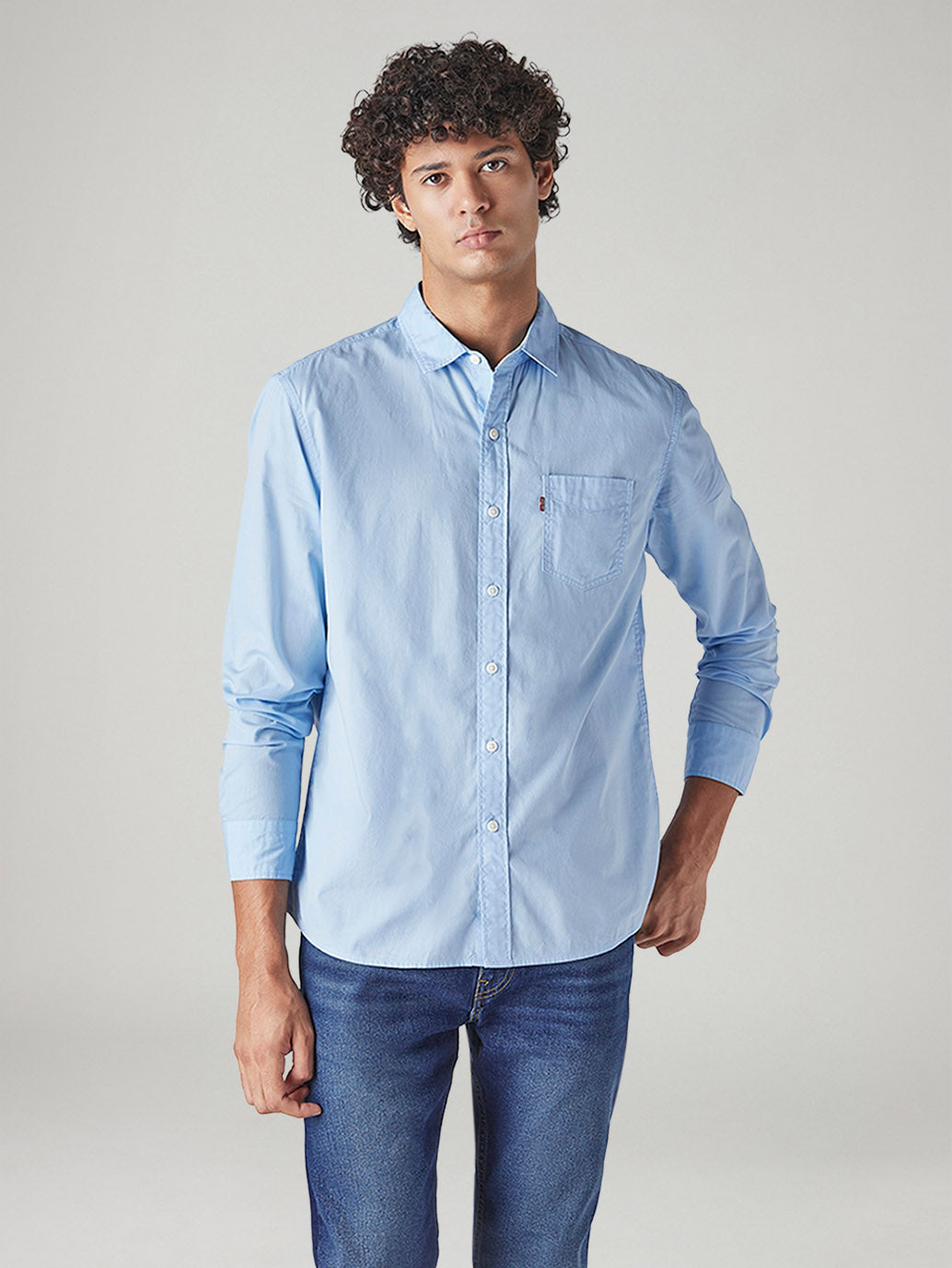 Men's Solid Slim Fit Poplin Shirt - Front View