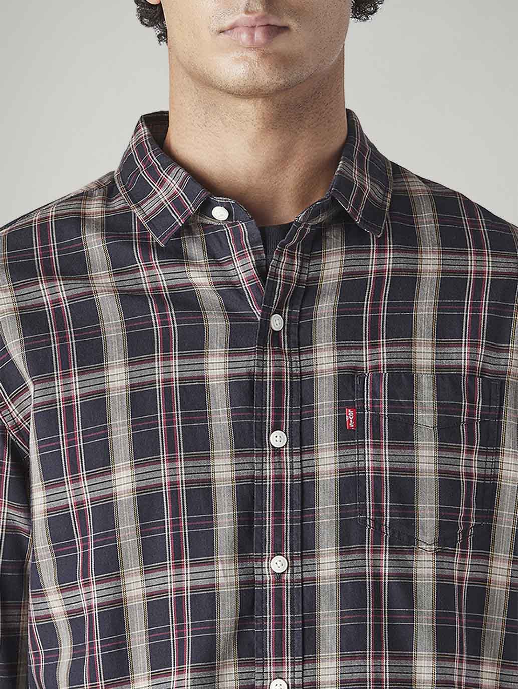Men's Checkered Slim Fit Shirt - Detail View