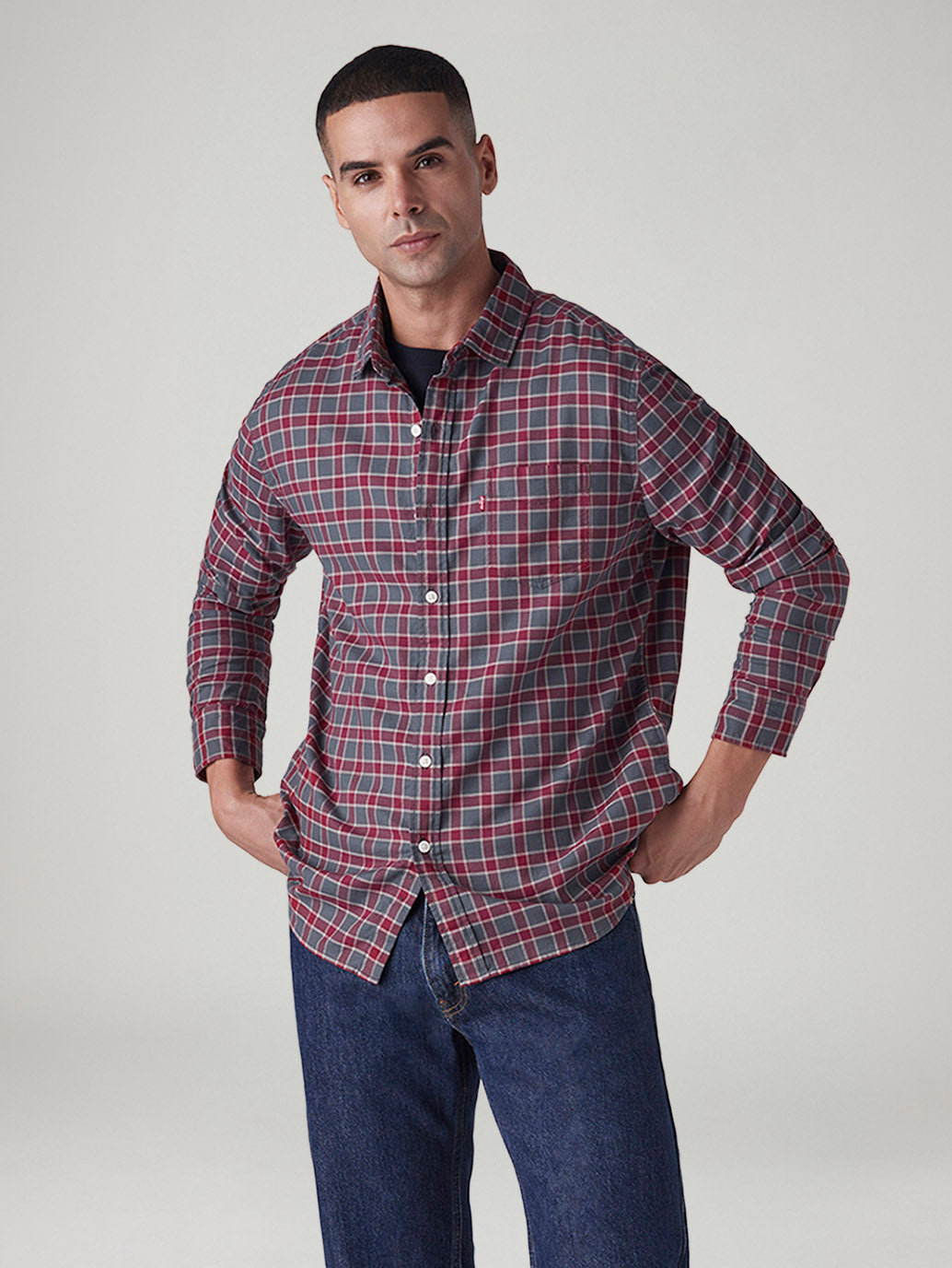Men's Checkered Slim Fit Dobby Shirt
