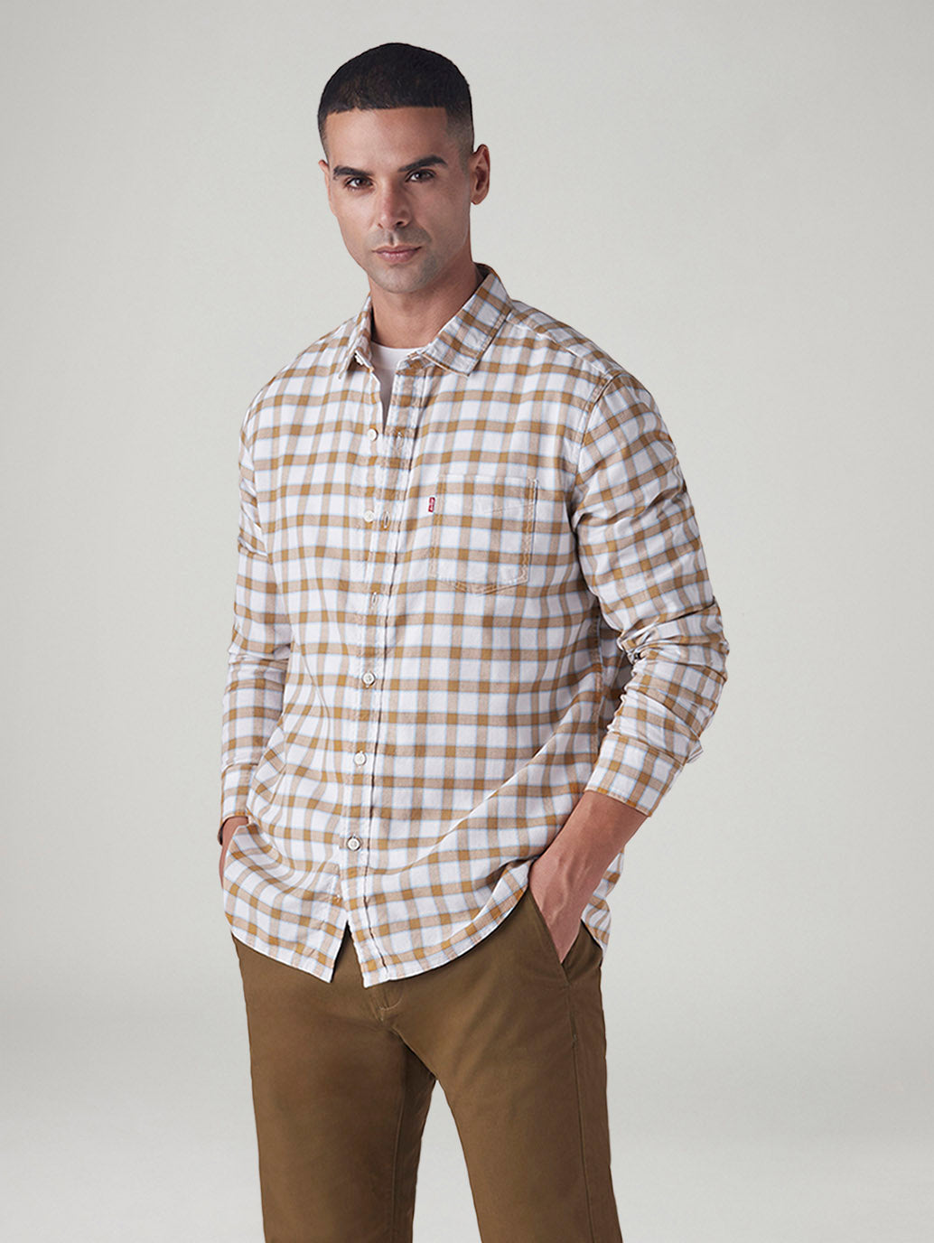 Men's Checkered Slim Fit Dobby Shirt